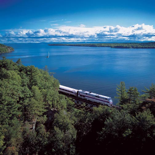 Amtrak Train Next to Ocean
