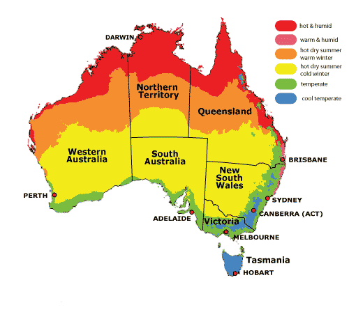 Climate Zone map of australia